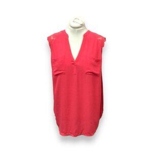 Torrid Women’s Plus Georgette Lace Cap Sleeve/Shoulder V Neck Blouse Coral 2X